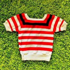 Vintage 70s Striped Square Neck Knitted Top